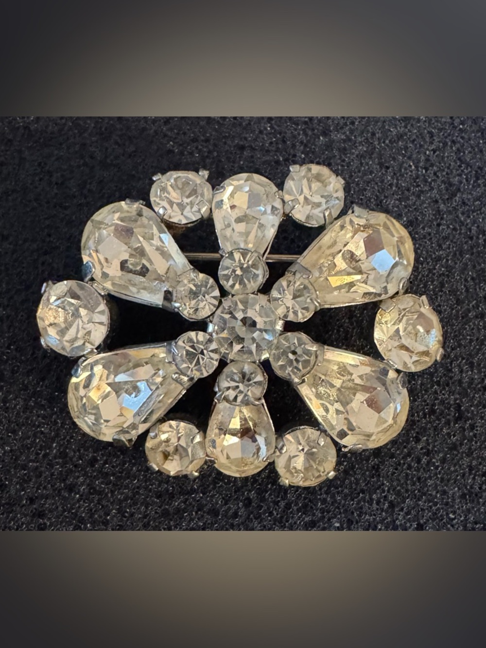 Clear Crystal Flower Brooch - Sparkling Rhinestones stamped Austria